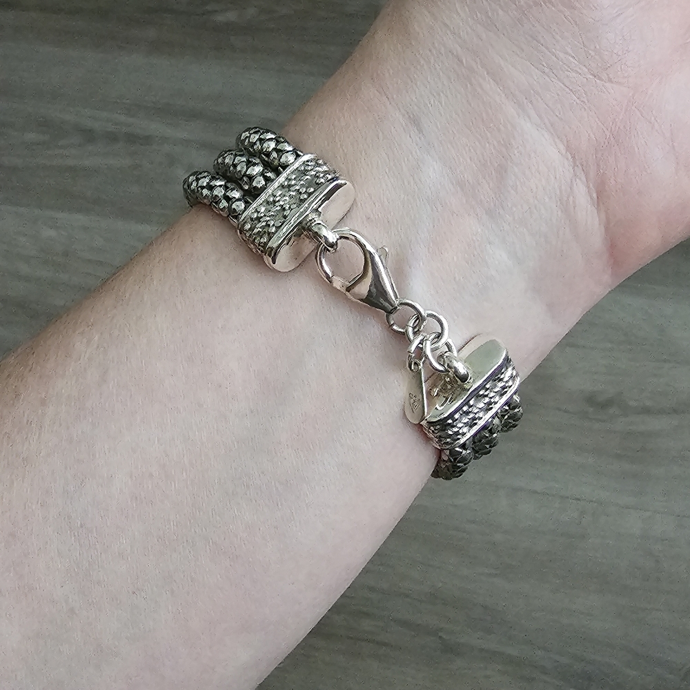 Silpada Rare Sterling Silver Triple Strand Popcorn Bracelet B1210 *FIRM* - Picture 12 of 14